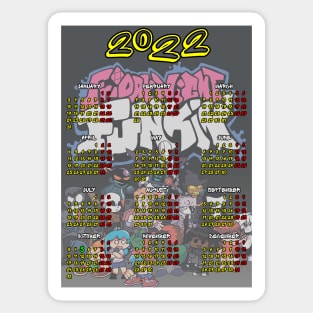 FNF Calendar of the year 2022 with the birthday of Friday night funkin' Sticker